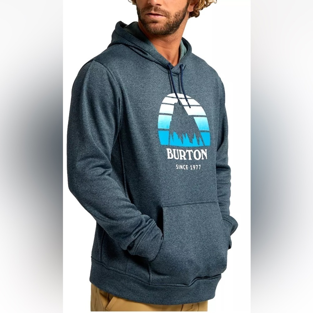 Burton Mens Oak Pullover Hoodie Fleece Sweatshirt Blue Heather Sz L